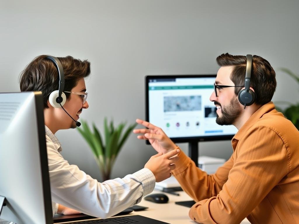 Customer-support-representative-helping-an-Advertmate-user Customer support representative helping an Advertmate user