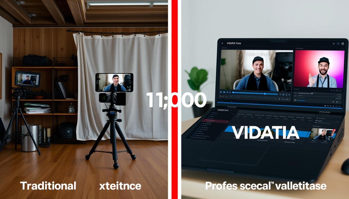 Before and after comparison of video creation with and without VIDATIA