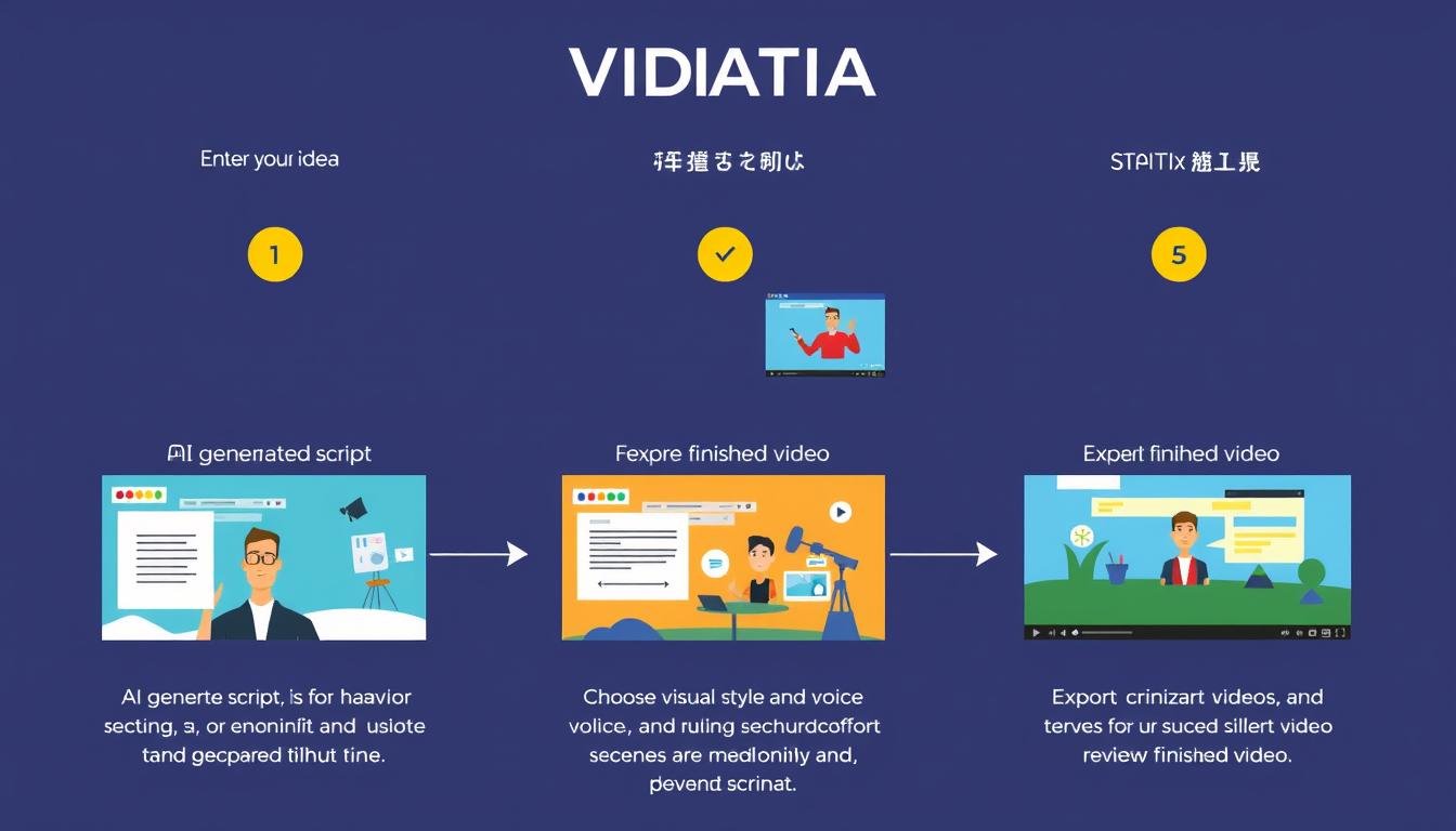VIDATIA workflow showing the 5-step video creation process